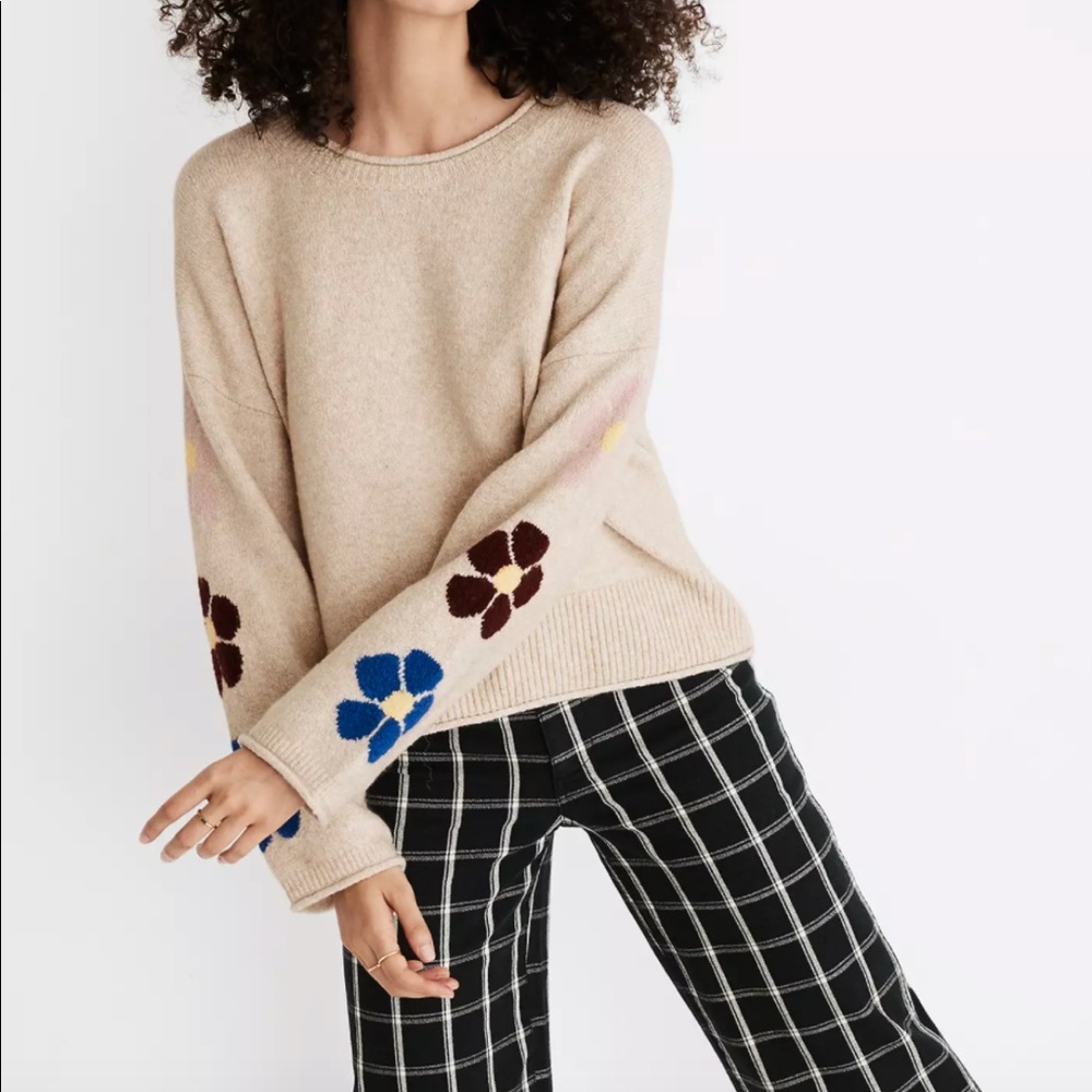 Madewell Belmore Floral Sleeve Sweater